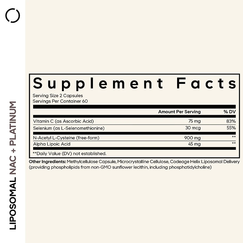 Liposomal NAC+ Platinum - 120 Capsules (60 Servings)