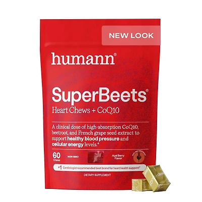 SuperBeets Advanced Heart Chews Blood Pressure Support - Acai Berry - 60 Chews (30 Servings)
