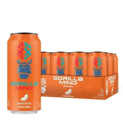 Gorilla Mind Energy Drink - Orange Rush 16Oz. (12 Cans)