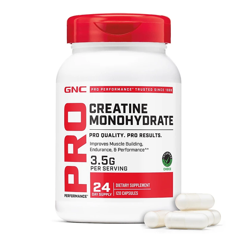 GNC Pro Performance Creatine Monohydrate 3500Mg - 120 Capsules (24 Servings)