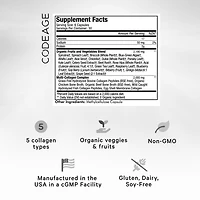 Hydrolyzed Multi Collagen Peptides Raw Greens with 21 Fruits & Veggies - 180 Capsules (30 Servings)