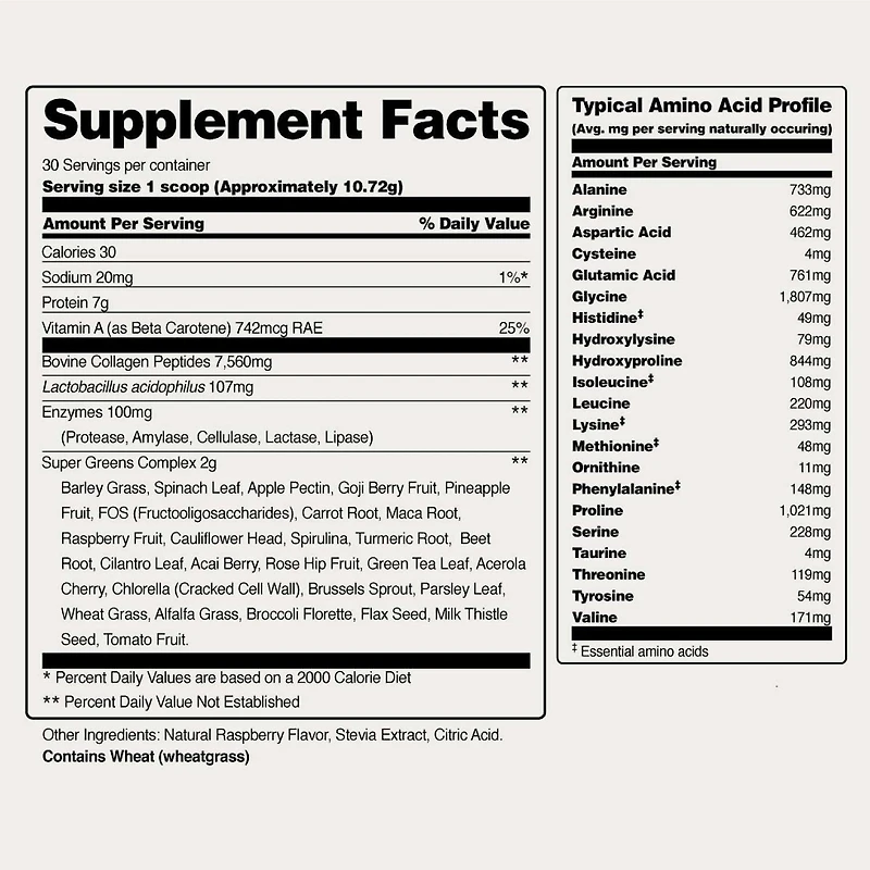 Collagen Peptides + Super Greens Dietary Supplement - 11.34 oz. (30 Servings)