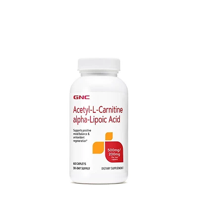 Acetyl-L-Carnitine alpha-Lipoic Acid 500mg / 200mg - 60 Caplets (30 Servings)