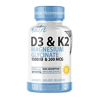 D3 & K2 Magnesium Glycinate - 120 Vegan Capsules (30 Servings)