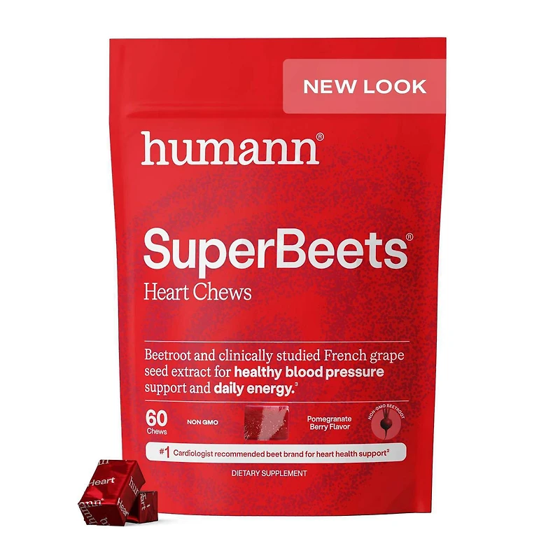 SuperBeets® Heart Chews - Pomegranate Berry - 60 Chews (30 Servings)