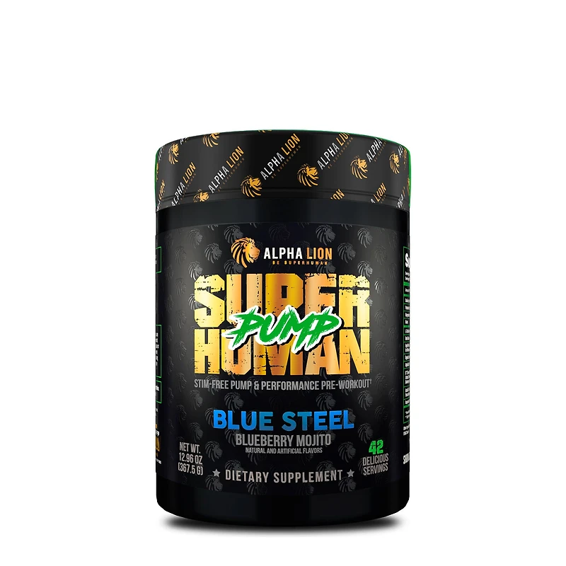 Alpha Lion Superhuman Pump Stim-Free Pre-Workout - Blueberry Mojito (24 Servings)