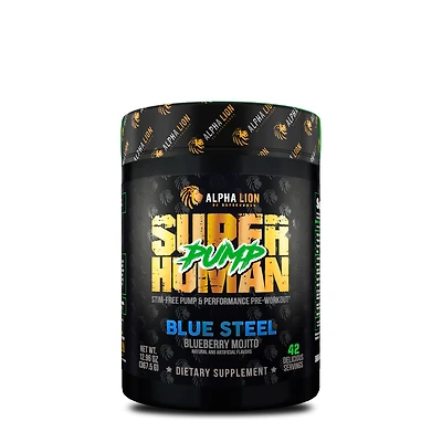 Alpha Lion Superhuman Pump Stim-Free Pre-Workout - Blueberry Mojito (24 Servings)
