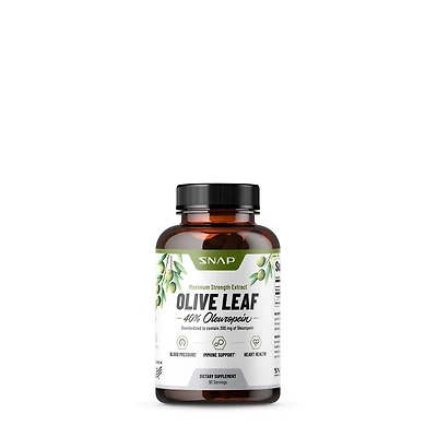 SNAP Supplements Maximum Strength Extract Olive Leaf Dietary Supplement Vegan - 90 Capsules (90 Servings)