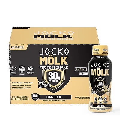Jocko Molk Protein Shake - Vanilla 12Oz. (12 Bottles)