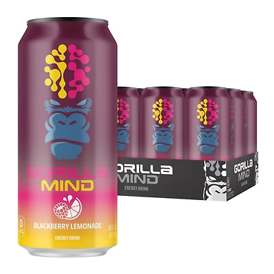 Gorilla Mind Energy Drink - Blackberry Lemonade 16 Oz. (12 Cans)