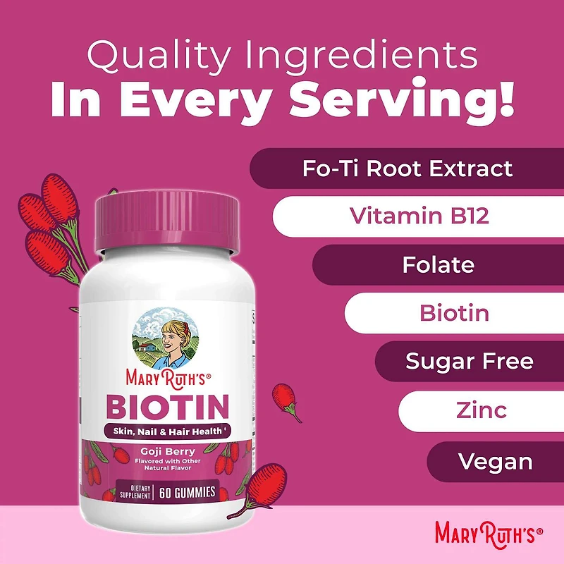 Biotin Gummies - Goji Berry - 60 Gummies (60 Servings)