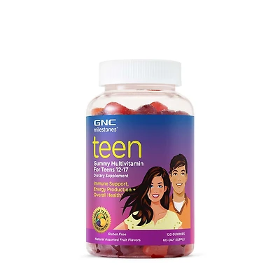 GNC Milestones Teen Multivitamin Healthy - Natural Fruit Flavors 120 Gummies (60 Servings)