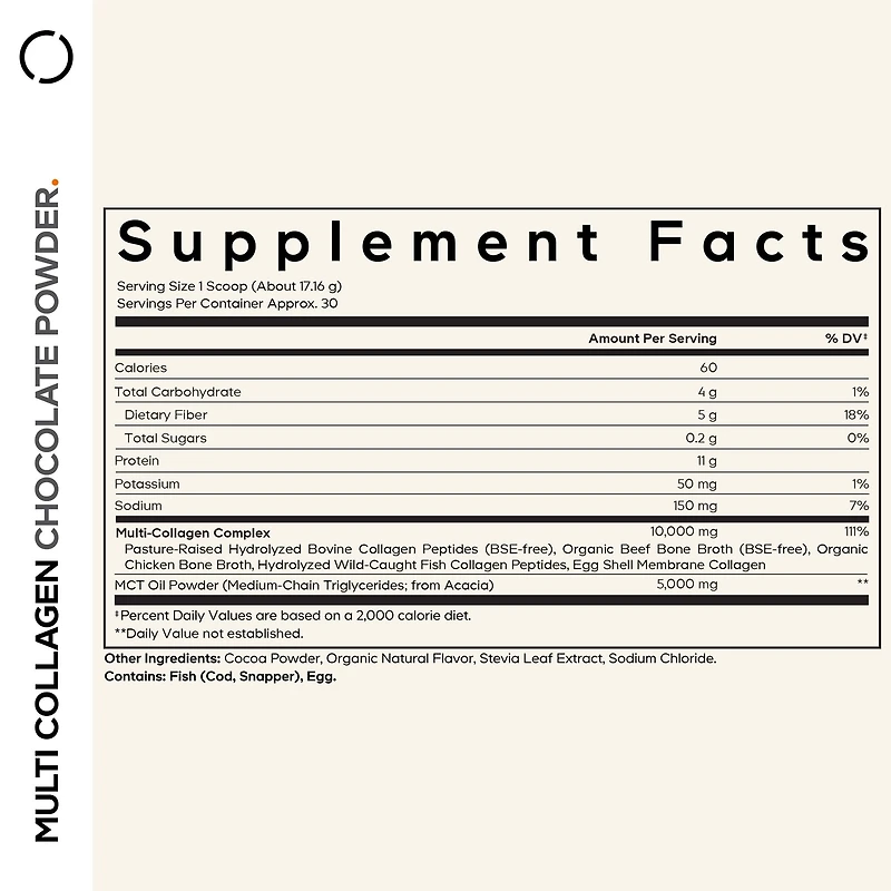 Multi Collagen Peptides Powder - Chocolate - 18.17 oz. (30 Servings)