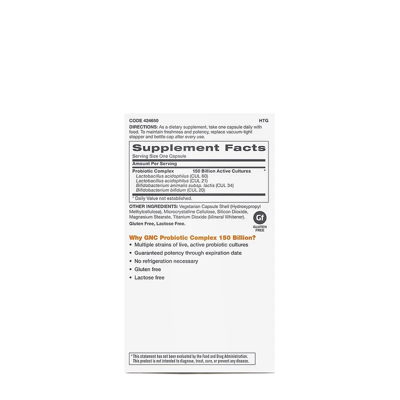 Probiotic Complex Extra Strength 150 Billion CFUs - 20 Capsules (20 Servings)