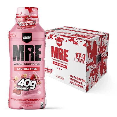 REDCON1 Mre Whole Food Protein Rtd - Strawberry Shortcake 14 Fl Oz. (12 Bottles) Zero Sugar