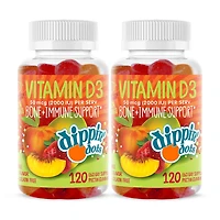 Vitamin D3 50mcg Gummies - Dippin' Dots® Strawberry Peach Mango - Twin Pack (60 Servings Each)