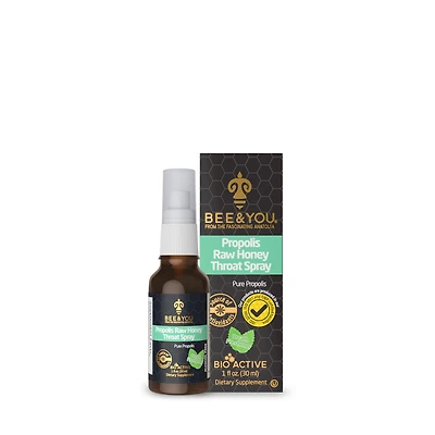 Bee and You Propolis Raw Honey Throat Spray: 6% Pure - 1 Oz. (75 Servings)