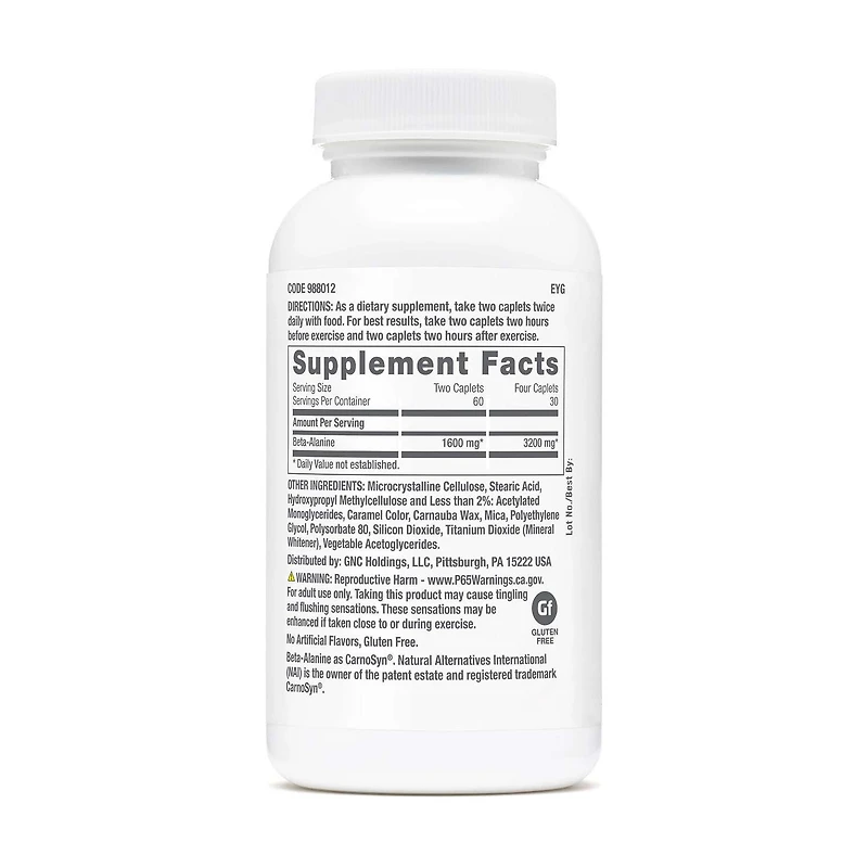 Beta-Alanine 3200mg - 120 Caplets (30 Servings)