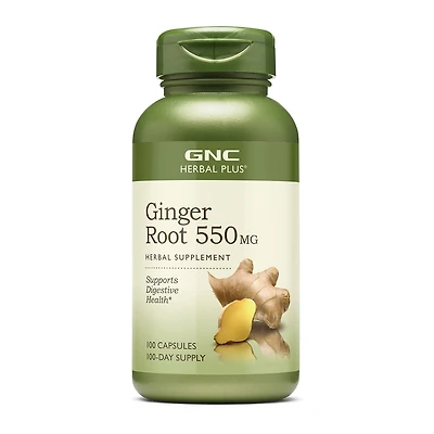 GNC Herbal Plus Ginger Root 550Mg - 100 Capsules (100 Servings)