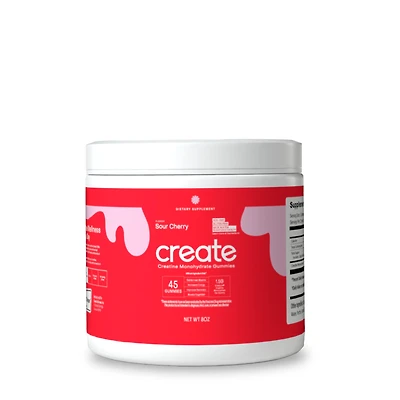 Create Wellness Creatine Monohydrate Gummies - Sour Cherry 45 (15 Servings)