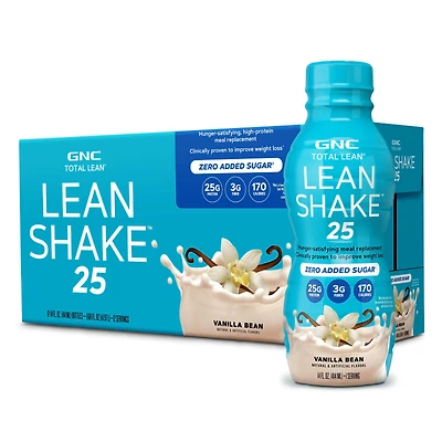 GNC Total Lean Shake 25 Healthy - Vanilla Bean 14Oz. (12 Bottles)