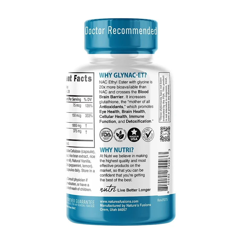 GlyNAC-ET 1800/375mg Extra Strength - 60 Capsules (20 Servings)