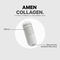 Amen Collagen Hydrolyzed Multi Collagen Peptides + Vitamin C - 90 Veggie Capsules (30 Servings)