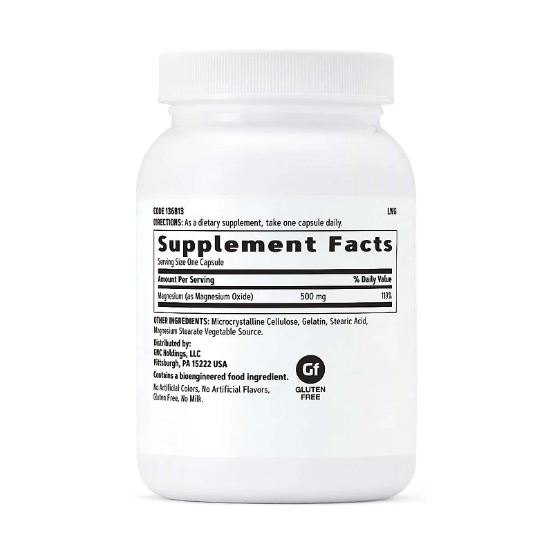 Magnesium Capsules 500mg - 120 Capsules (120 Servings)