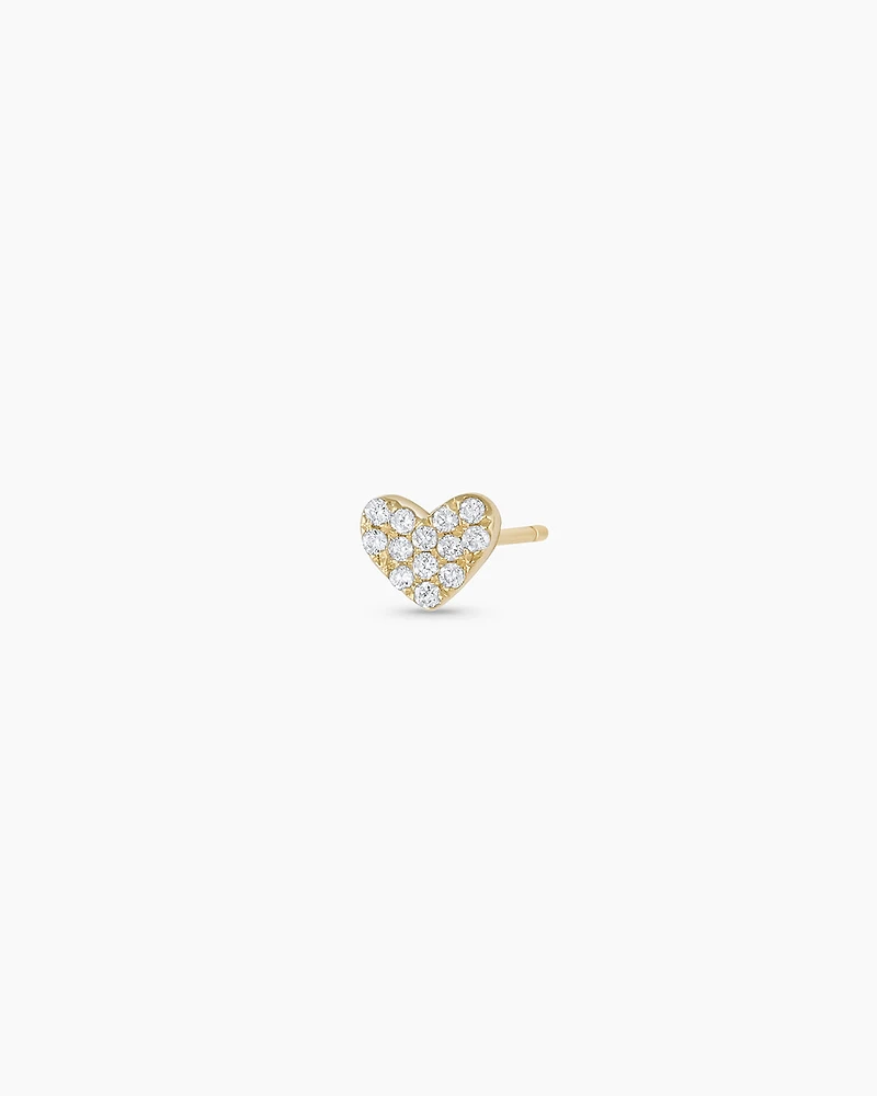 Diamond Pavé Heart Single Stud