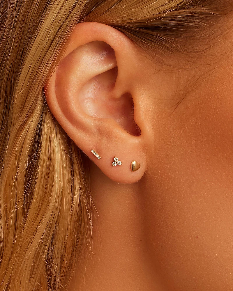 Diamond Pavé Bar Flat Back Single Stud