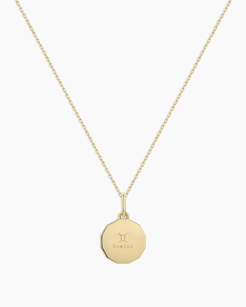 Diamond Zodiac Coin Charm Necklace