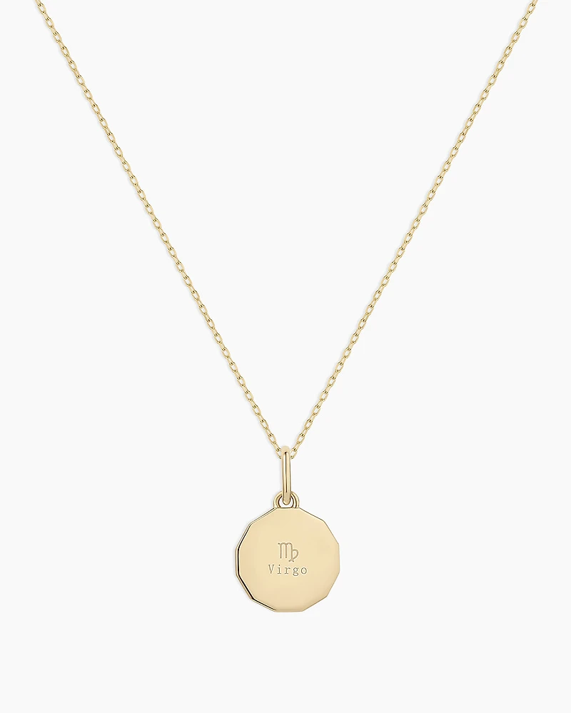 Diamond Zodiac Coin Charm Necklace