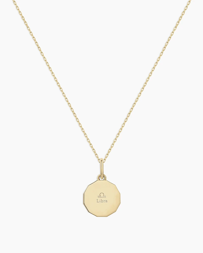 Diamond Zodiac Coin Charm Necklace