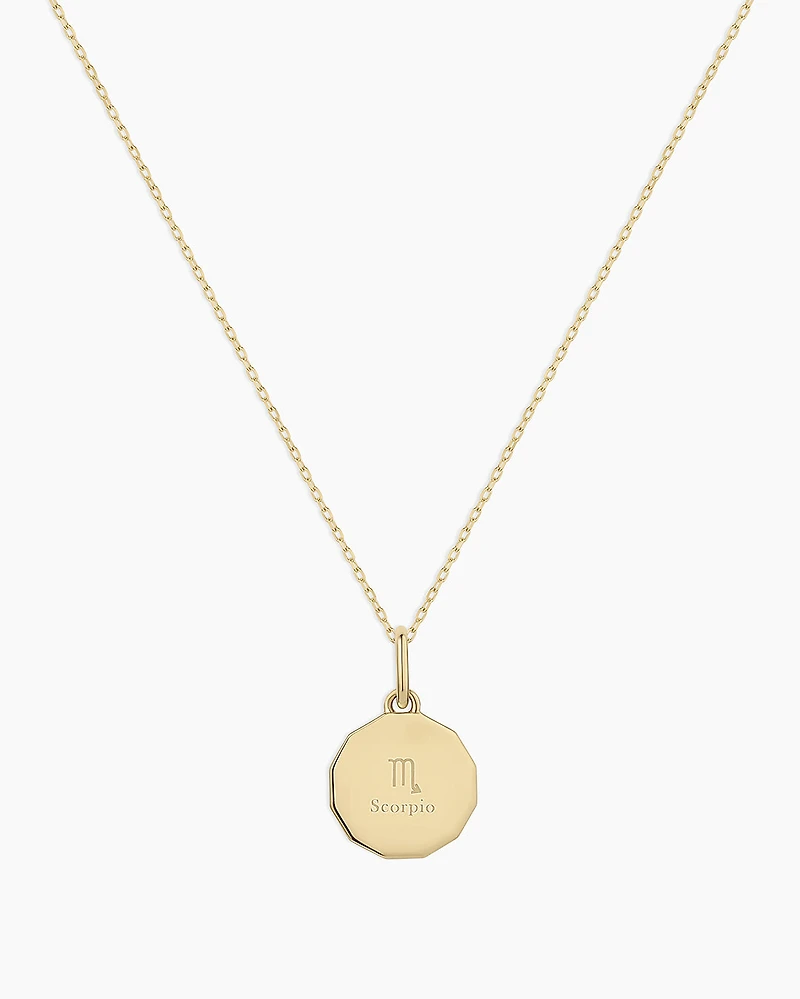 Diamond Zodiac Coin Charm Necklace