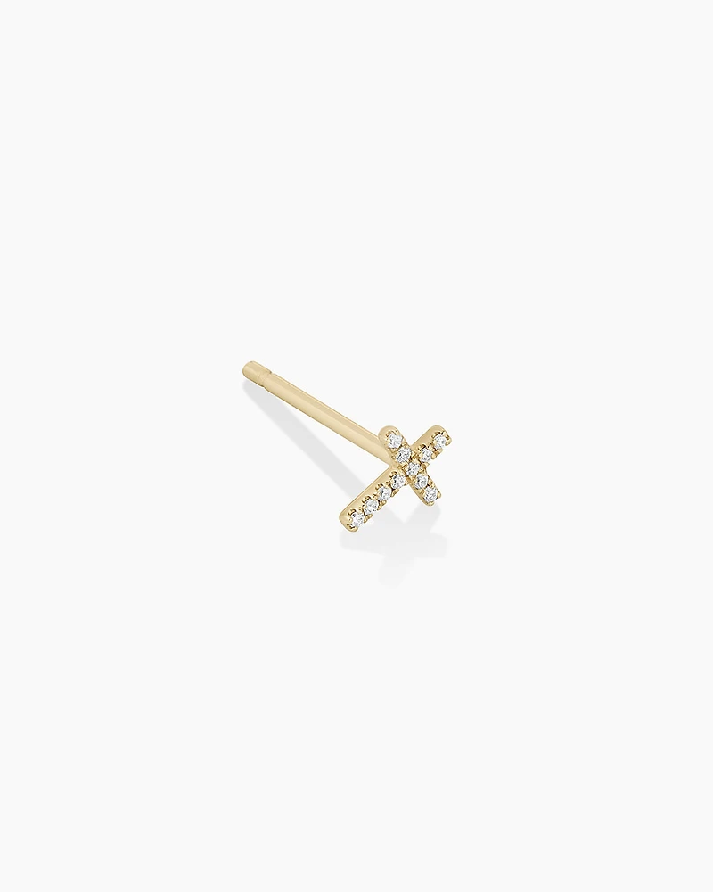 Diamond Cross Single Stud