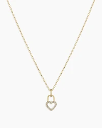 Diamond Heart Padlock Charm Necklace