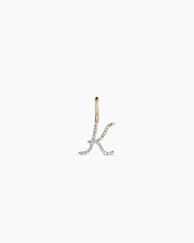 Diamond Script Alphabet Charm