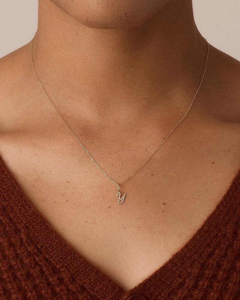 Diamond Script Alphabet Charm