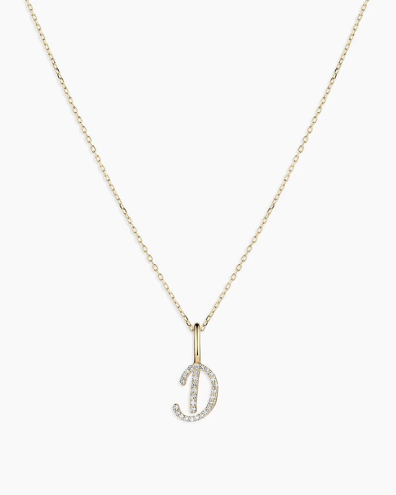 Diamond Script Alphabet Charm Necklace