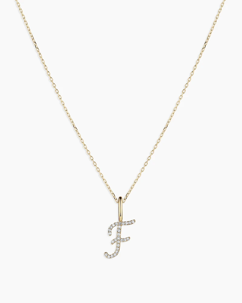 Diamond Script Alphabet Charm Necklace