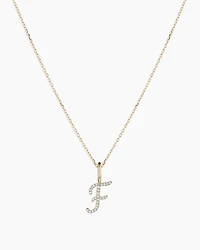 Diamond Script Alphabet Charm Necklace