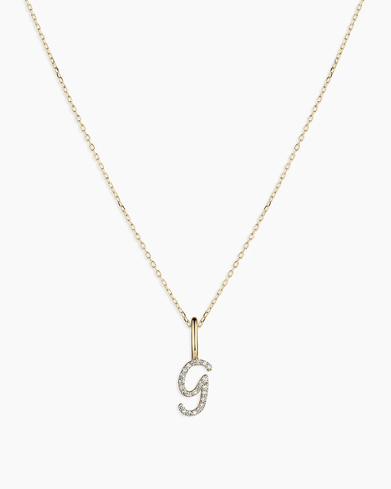 Diamond Script Alphabet Charm Necklace
