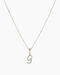 Diamond Script Alphabet Charm Necklace