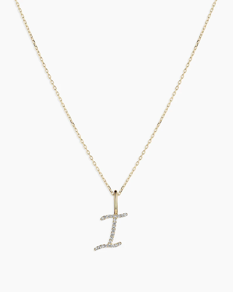 Diamond Script Alphabet Charm Necklace