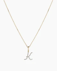 Diamond Script Alphabet Charm Necklace