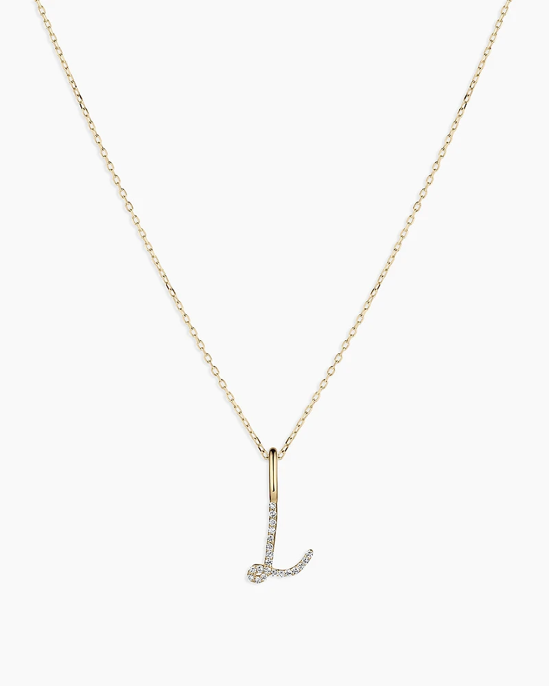 Diamond Script Alphabet Charm Necklace
