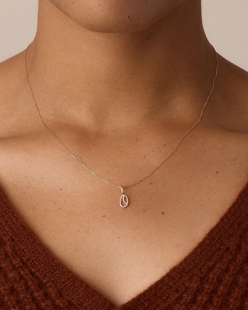 Diamond Script Alphabet Charm Necklace