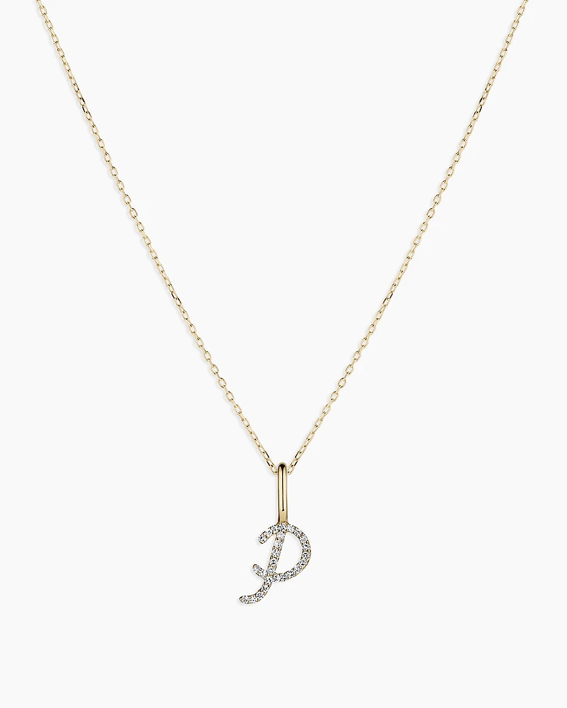 Diamond Script Alphabet Charm Necklace