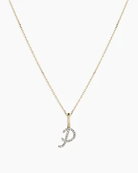 Diamond Script Alphabet Charm Necklace