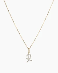 Diamond Script Alphabet Charm Necklace